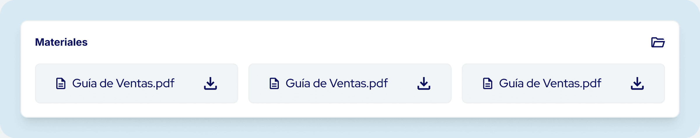 Listado de materiales descargables del programa en la plataforma CLC
